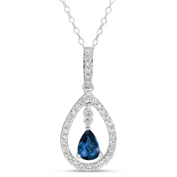 White Gold Sapphire & Diamond Pendant Tennies Jewelry Appleton, WI
