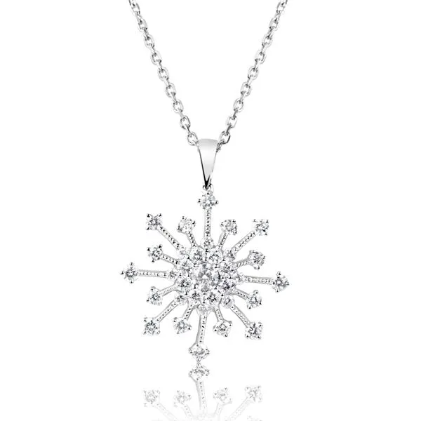 White Gold Snowflake Diamond Pendant Spencer's Jewelers Athens, GA