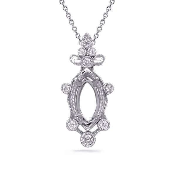 White Gold Diamond Pendant 7x3.5 Mm Tennies Jewelry Appleton, WI