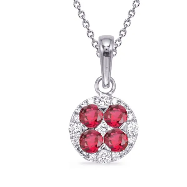 White Gold Ruby & Diamond Pendant Tennies Jewelry Appleton, WI