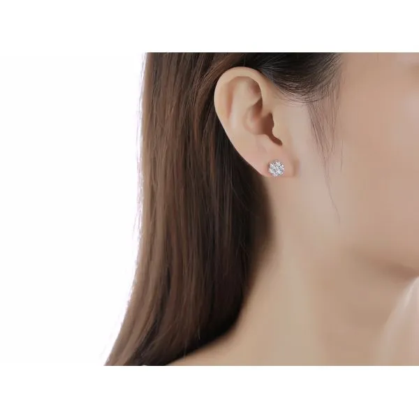 Lab Grown Diamond Flower Earrings Image 2 Mystique Jewelers Alexandria, VA