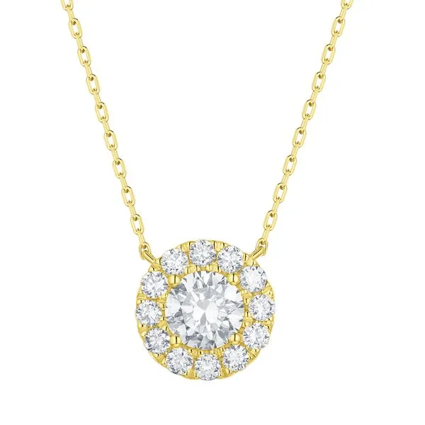 Lab Grown Diamond Halo Necklace Mystique Jewelers Alexandria, VA