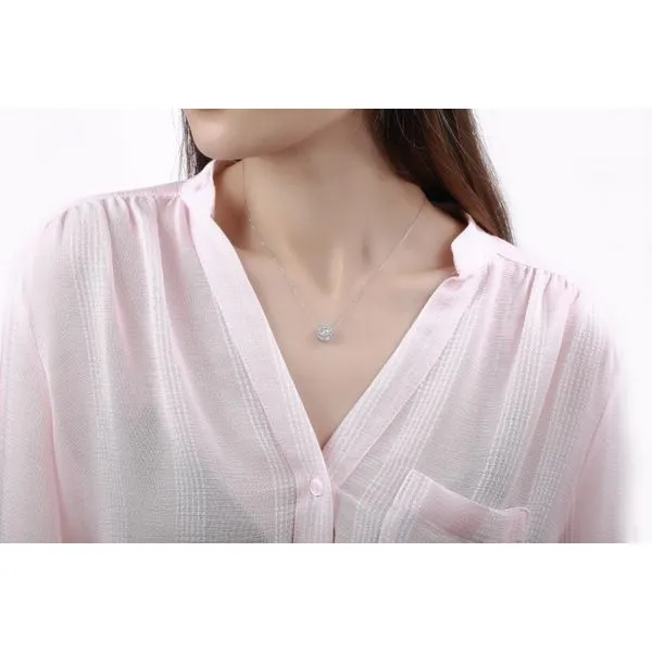 Lab Grown Diamond Halo Necklace Image 2 Mystique Jewelers Alexandria, VA