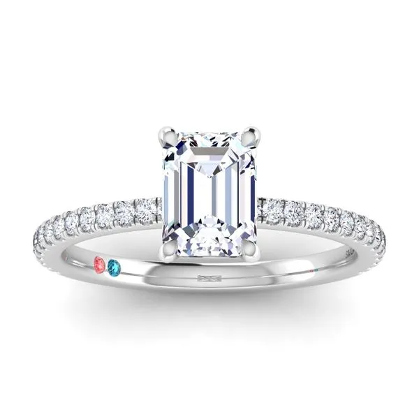 Emerald Lab Grown Diamond Pave Petite Engagement Ring Image 2 Diamonds Direct St. Petersburg, FL