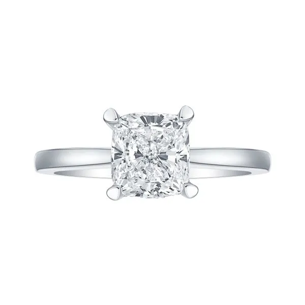 Cushion Lab Grown Diamond Solitaire Ribbon Hidden Halo Bridal Ring Clater Jewelers Louisville, KY