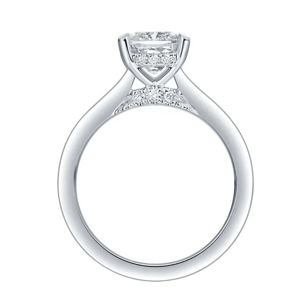 Cushion Lab Grown Diamond Solitaire Ribbon Hidden Halo Bridal Ring Image 2 Mystique Jewelers Alexandria, VA
