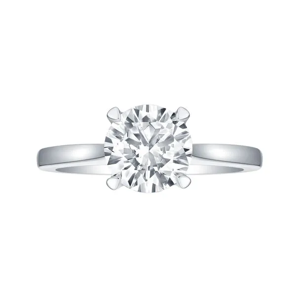 Round Lab Grown Diamond Solitaire Ribbon Hidden Halo Bridal Ring Mystique Jewelers Alexandria, VA
