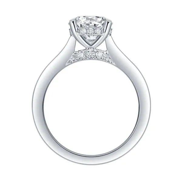 Round Lab Grown Diamond Solitaire Ribbon Hidden Halo Bridal Ring Image 2 Mystique Jewelers Alexandria, VA