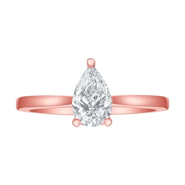 Pear Lab Grown Diamond Solitaire Ribbon Hidden Halo Bridal Ring Mystique Jewelers Alexandria, VA