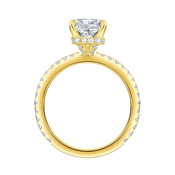 Cushion Lab Grown Diamond Solitaire Bloom Hidden Halo Bridal Ring Image 2 Mystique Jewelers Alexandria, VA