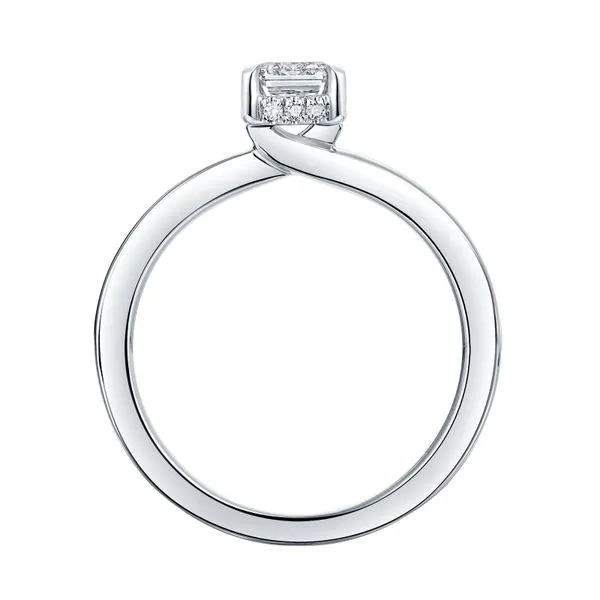 Emerald Lab Grown Diamond Solitaire Knot Hidden Halo Bridal Ring Image 2 Mystique Jewelers Alexandria, VA