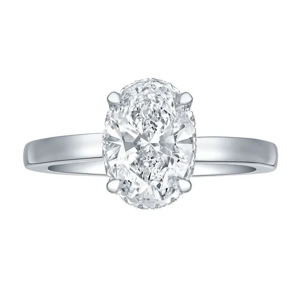 Oval Lab Grown Diamond Solitaire Knot Hidden Halo Bridal Ring Clater Jewelers Louisville, KY