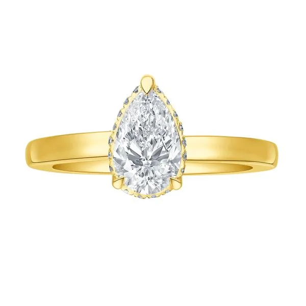 Pear Lab Grown Diamond Solitaire Knot Hidden Halo Bridal Ring Mystique Jewelers Alexandria, VA