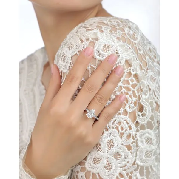 Pear Lab Grown Diamond Solitaire Vintage Hidden Halo Bridal Ring Image 4 Clater Jewelers Louisville, KY
