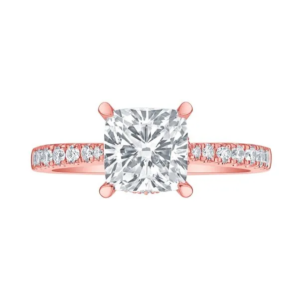 Cushion Lab Grown Diamond Solitaire Amor Hidden Halo Bridal Ring Mystique Jewelers Alexandria, VA