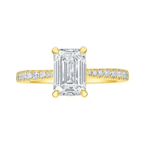 Emerald Lab Grown Diamond Solitaire Amor Hidden Halo Bridal Ring Mystique Jewelers Alexandria, VA