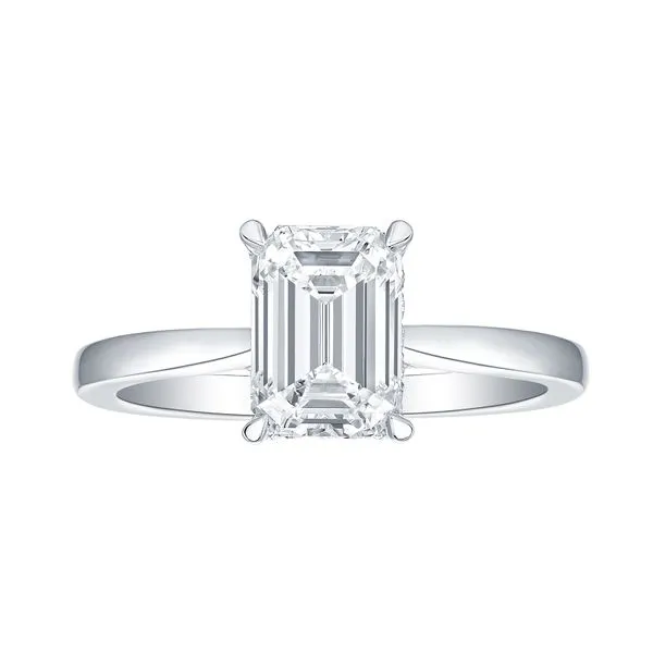Emerald Lab Grown Diamond Solitaire Oui Hidden Halo Bridal Ring Diamonds Direct St. Petersburg, FL