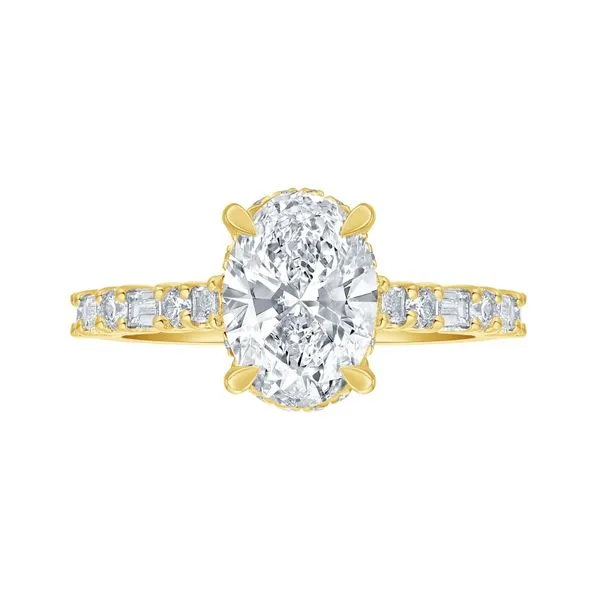 Lab Grown Diamond Oval Solitaire with Baguette Bridal Ring Mystique Jewelers Alexandria, VA