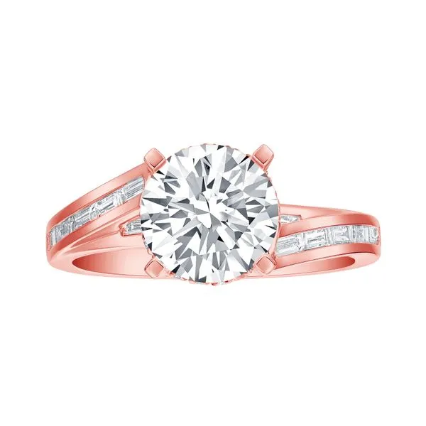 Lab Grown Diamond Round Solitaire with Baguette Bridal Ring Diamonds Direct St. Petersburg, FL