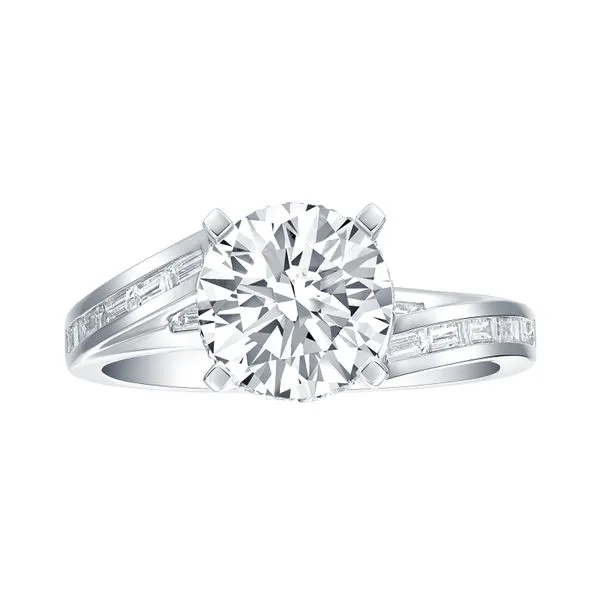 Lab Grown Diamond Round Solitaire with Baguette Bridal Ring Clater Jewelers Louisville, KY