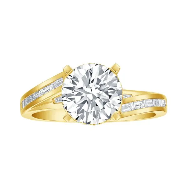 Lab Grown Diamond Round Solitaire with Baguette Bridal Ring Clater Jewelers Louisville, KY