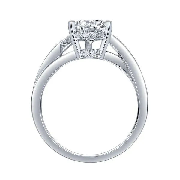 Lab Grown Diamond Pear Solitaire with Baguette Bridal Ring Image 2 Diamonds Direct St. Petersburg, FL