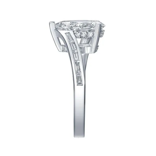 Lab Grown Diamond Pear Solitaire with Baguette Bridal Ring Image 3 Diamonds Direct St. Petersburg, FL