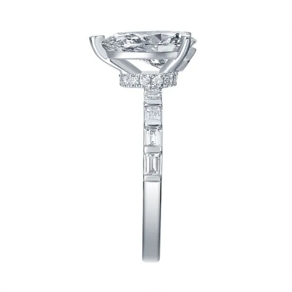Lab Grown Diamond Pear Solitaire with Baguette Bridal Ring Image 3 Clater Jewelers Louisville, KY