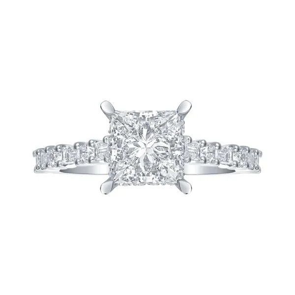 Lab Grown Diamond Princess Solitaire with Baguette Bridal Ring Mystique Jewelers Alexandria, VA