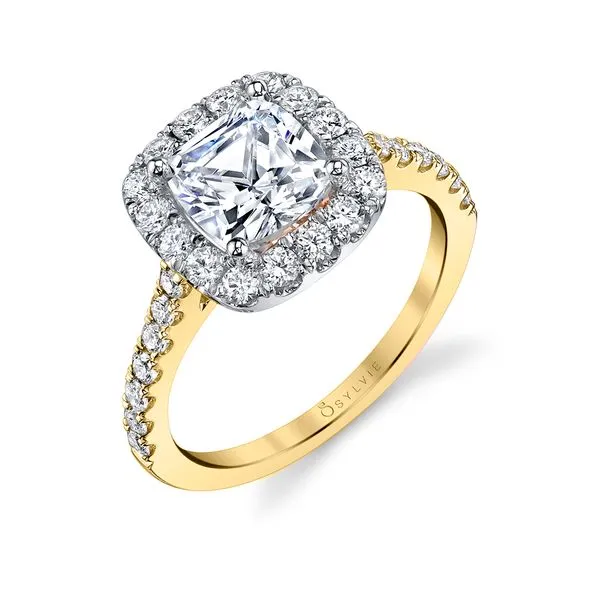 Women's Cushion Cut Two Tone Classic Halo Engagement Ring - Jacalyn Diamond Showcase Longview, WA