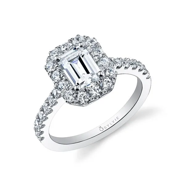Women's Emerald Cut Classic Halo Engagement Ring - Jacalyn Mitchell's Jewelry Norman, OK