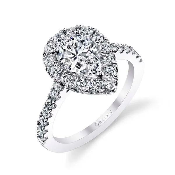Women's Pear Shaped Classic Halo Engagement Ring - Jacalyn Stuart Benjamin & Co. Jewelry Designs San Diego, CA