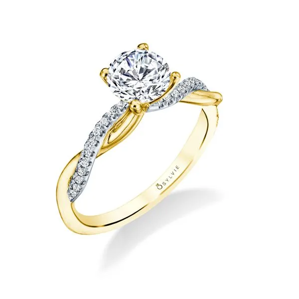 Women's Round Cut Two Tone Diamond Spiral Engagement Ring - Yasmine Diamond Showcase Longview, WA