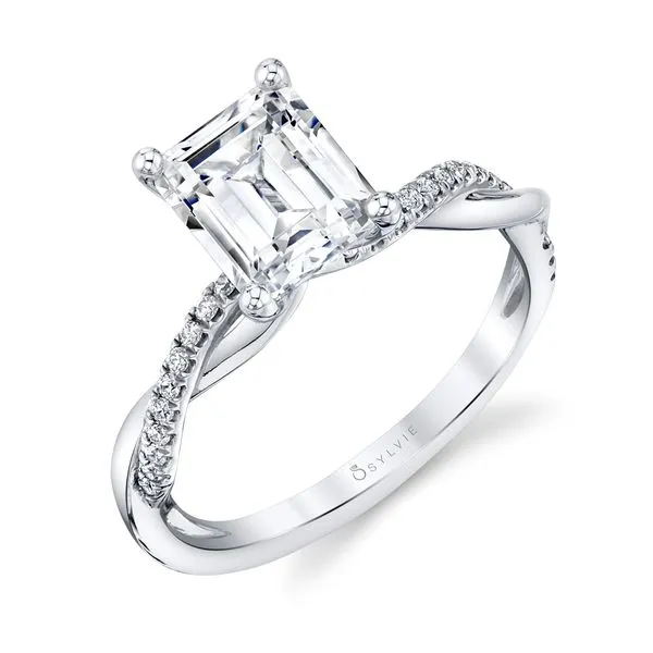 Women's Emerald Cut Diamond Spiral Engagement Ring - Yasmine Diamond Showcase Longview, WA