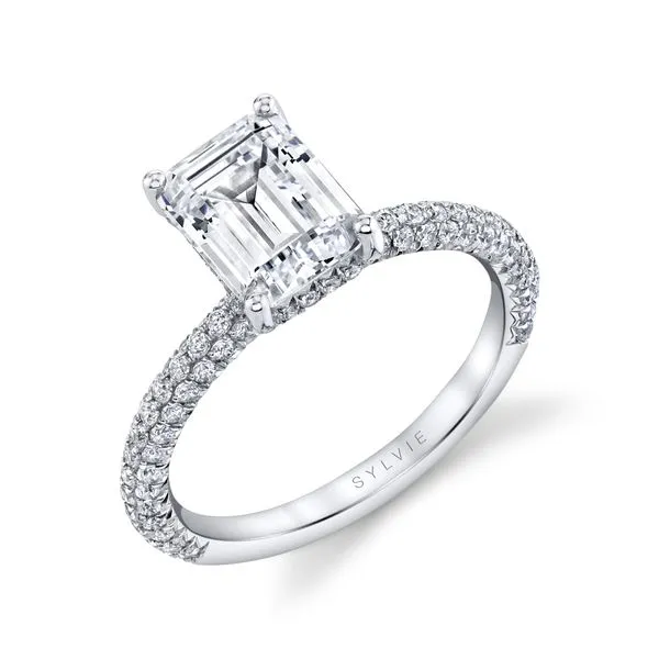 Women's Emerald Cut Classic Pave Engagement Ring - Jayla Mitchell's Jewelry Norman, OK