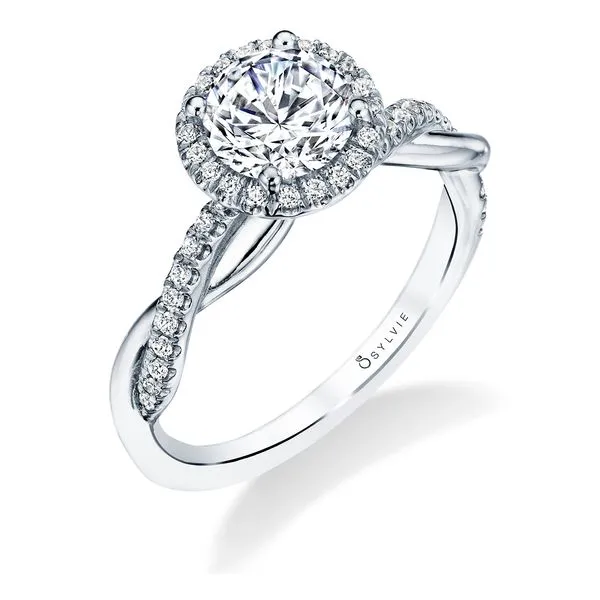 Women's Round Cut Modern Halo Diamond Spiral Engagement Ring - Coralie Diamond Showcase Longview, WA