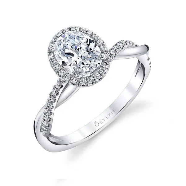 Women's Oval Cut Modern Halo Diamond Spiral Engagement Ring - Coralie Diamond Showcase Longview, WA