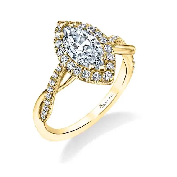 Women's Marquise Cut Modern Halo Diamond Spiral Engagement Ring - Coralie Diamond Showcase Longview, WA