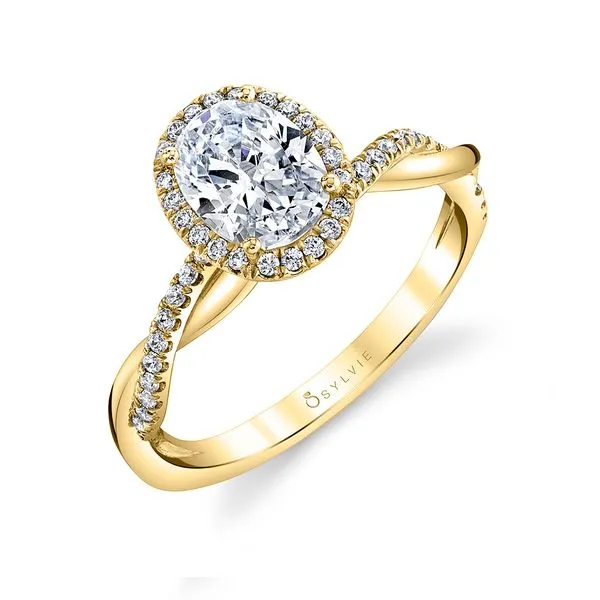 Women's Oval Cut Modern Halo Diamond Spiral Engagement Ring - Coralie Diamond Showcase Longview, WA