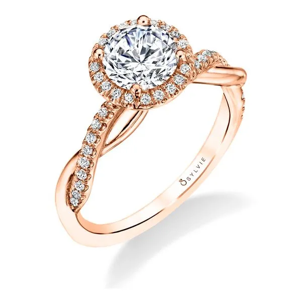 Women's Round Cut Modern Halo Diamond Spiral Engagement Ring - Coralie Diamond Showcase Longview, WA