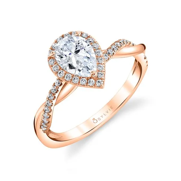 Women's Pear Shaped Modern Halo Diamond Spiral Engagement Ring - Coralie Diamond Showcase Longview, WA