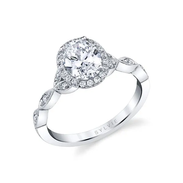 Women's Oval Cut Unique Vintage Halo Engagement Ring - Frederique Diamond Showcase Longview, WA