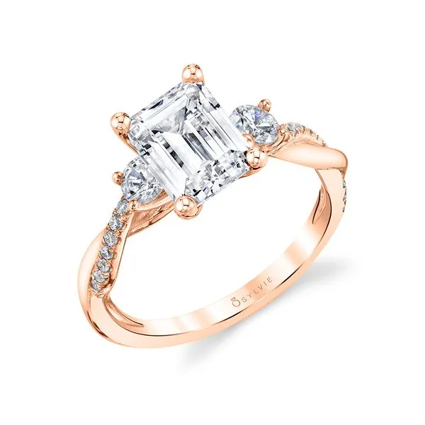 Women's Emerald Cut Three Stone Twist Engagement Ring - Evangeline Diamond Showcase Longview, WA