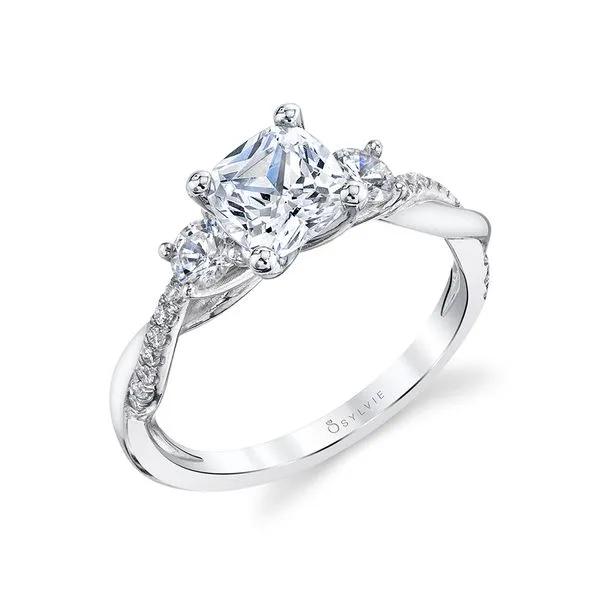 Women's Cushion Cut Three Stone Twist Engagement Ring - Evangeline Diamond Showcase Longview, WA