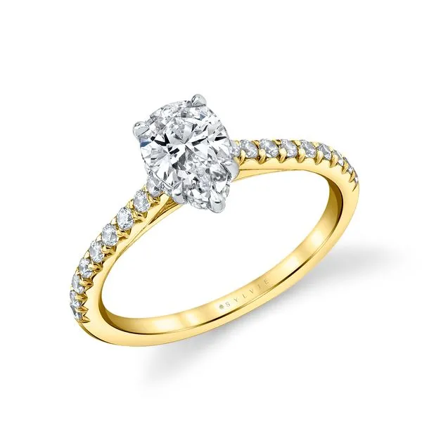 Women's Pear Shaped Two Tone Classic Halo Engagement Ring - Harmonie Diamond Showcase Longview, WA