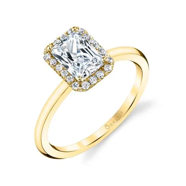 Women's Emerald Cut Solitaire Halo Engagement Ring - Elsie Diamond Showcase Longview, WA