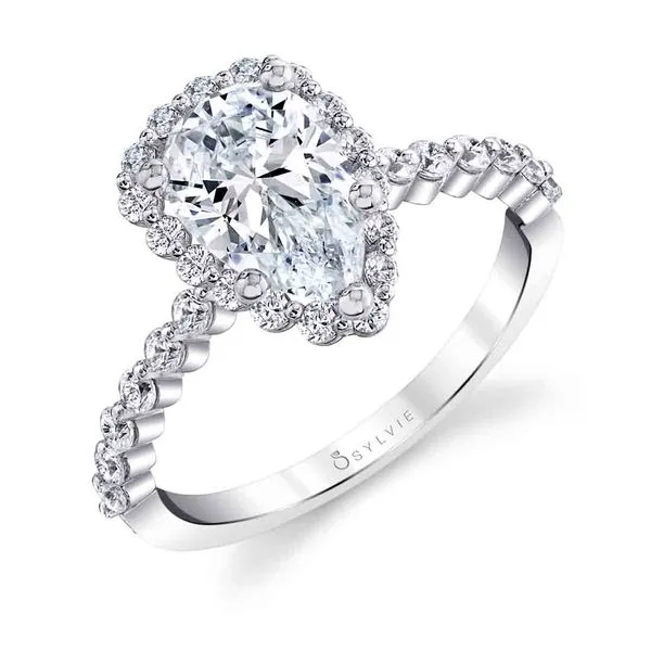 Women's Pear Shaped Classic Halo Engagement Ring - Athena Diamond Showcase Longview, WA