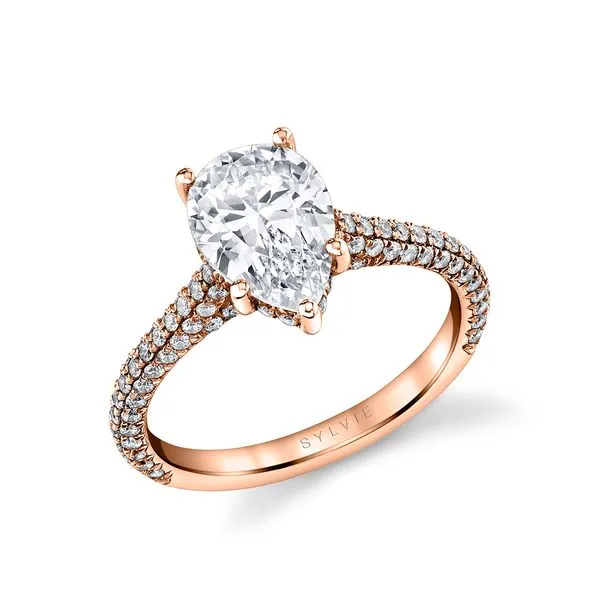 Women's Pear Shape Hidden Halo Pave Engagement Ring - Peighton Diamond Showcase Longview, WA