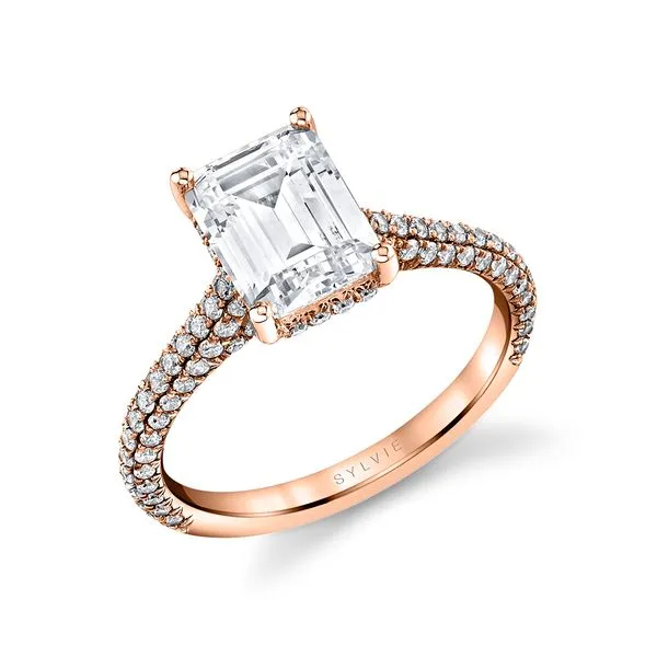 Women's Emerald Cut Hidden Halo Pave Engagement Ring - Peighton Diamond Showcase Longview, WA