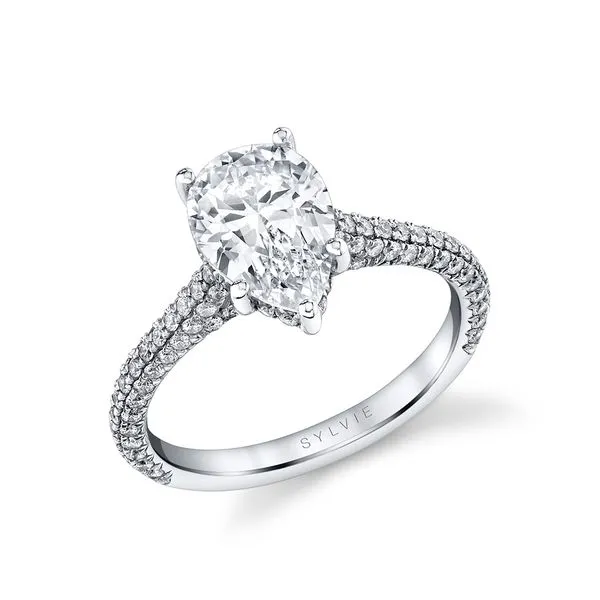 Women's Pear Shape Hidden Halo Pave Engagement Ring - Peighton Diamond Showcase Longview, WA